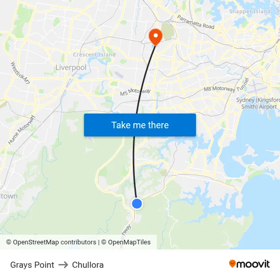 Grays Point to Chullora map