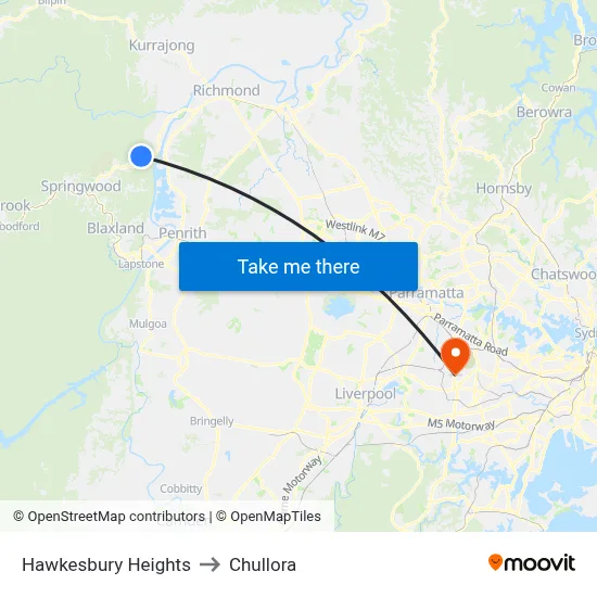 Hawkesbury Heights to Chullora map