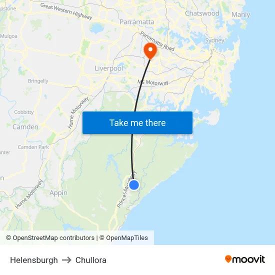 Helensburgh to Chullora map