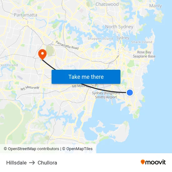 Hillsdale to Chullora map