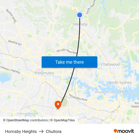 Hornsby Heights to Chullora map
