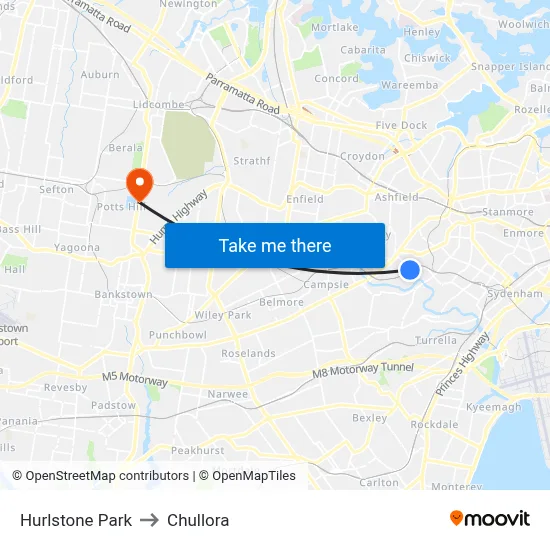 Hurlstone Park to Chullora map