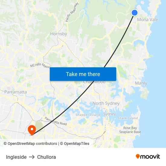 Ingleside to Chullora map