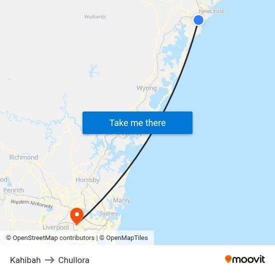 Kahibah to Chullora map