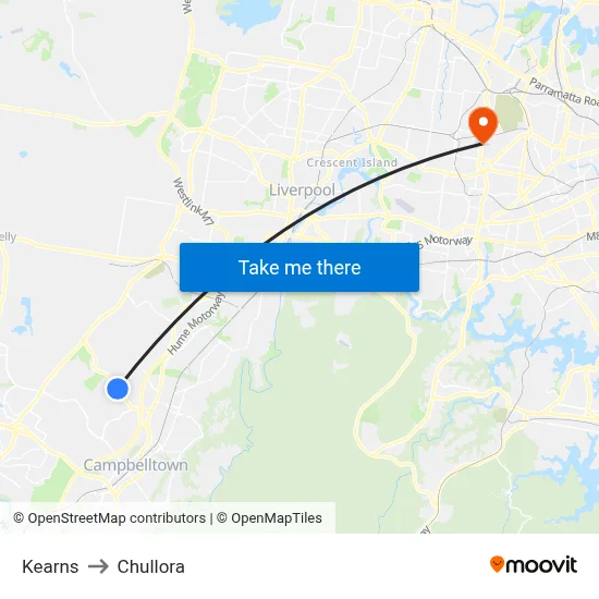 Kearns to Chullora map
