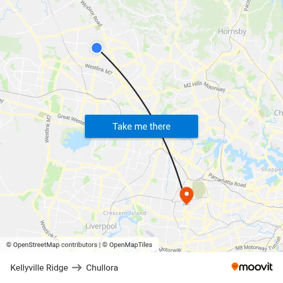 Kellyville Ridge to Chullora map