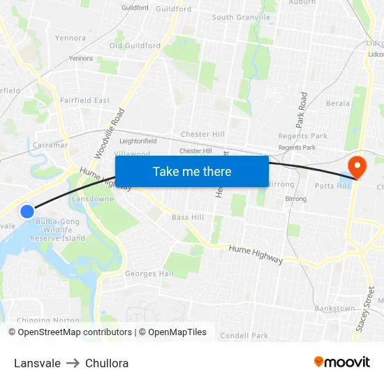 Lansvale to Chullora map