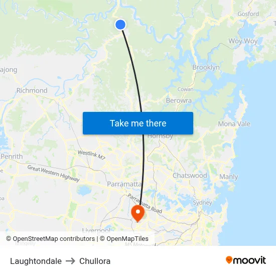 Laughtondale to Chullora map