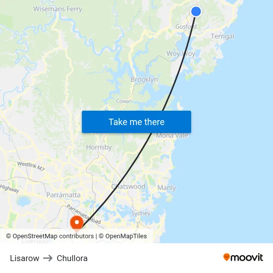 Lisarow to Chullora map