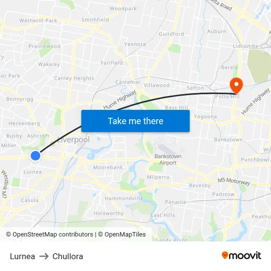 Lurnea to Chullora map