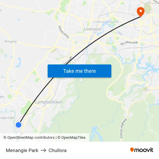 Menangle Park to Chullora map
