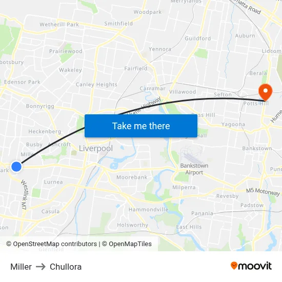 Miller to Chullora map