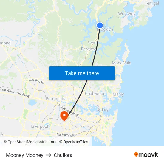 Mooney Mooney to Chullora map