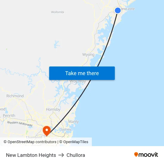 New Lambton Heights to Chullora map