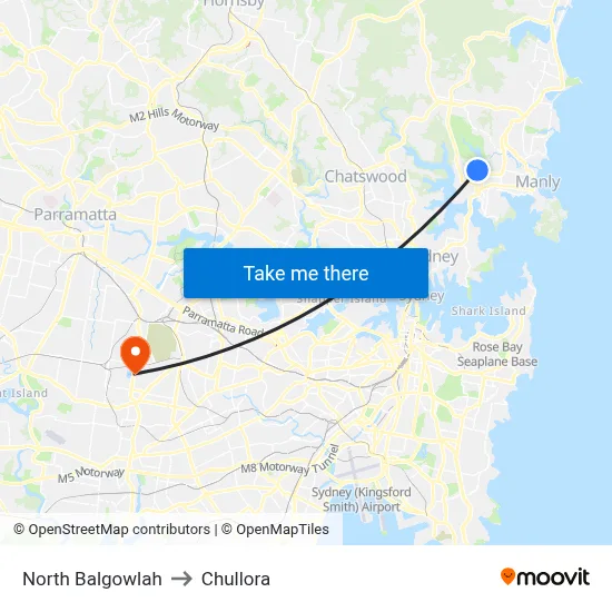 North Balgowlah to Chullora map