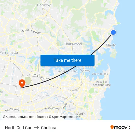 North Curl Curl to Chullora map