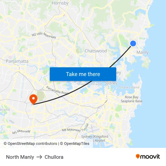 North Manly to Chullora map