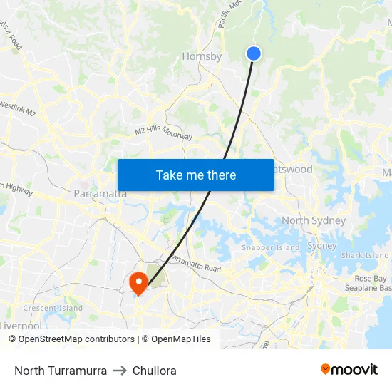 North Turramurra to Chullora map