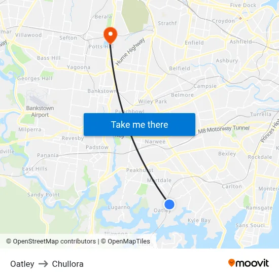Oatley to Chullora map