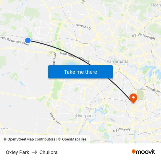 Oxley Park to Chullora map
