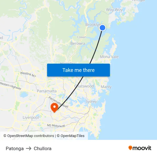 Patonga to Chullora map