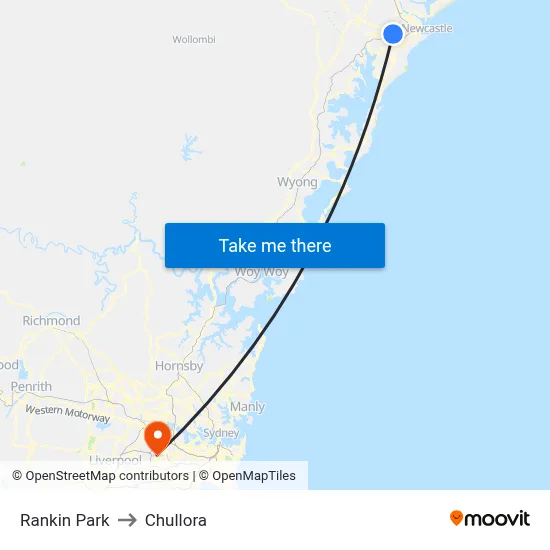 Rankin Park to Chullora map