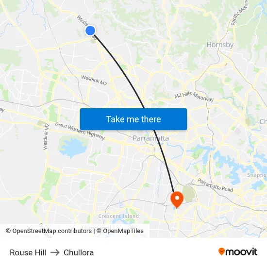 Rouse Hill to Chullora map