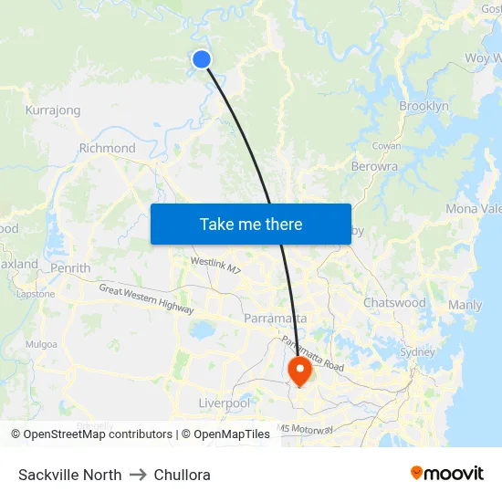 Sackville North to Chullora map