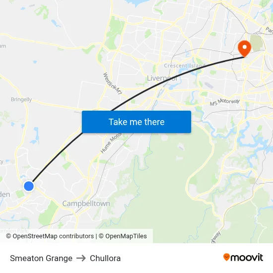 Smeaton Grange to Chullora map