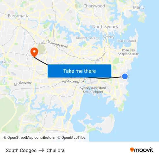 South Coogee to Chullora map