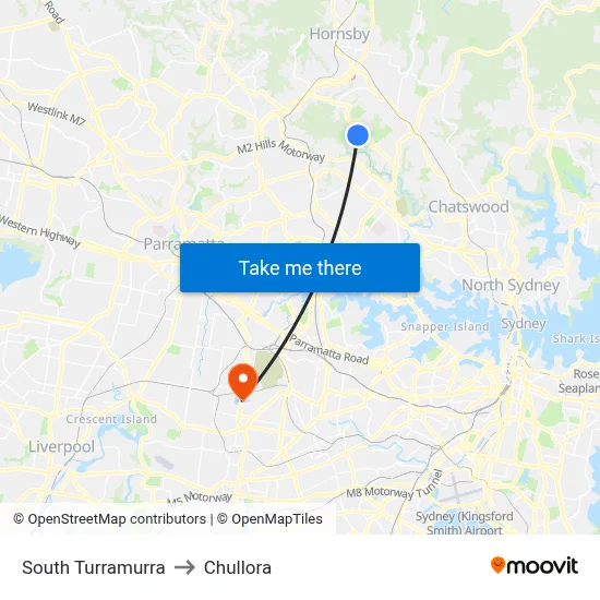 South Turramurra to Chullora map