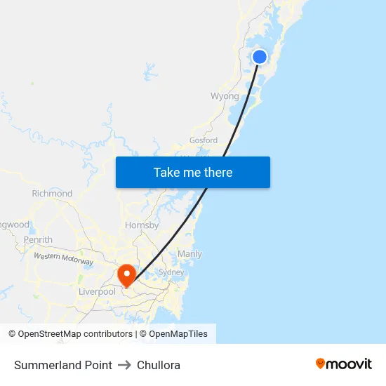 Summerland Point to Chullora map
