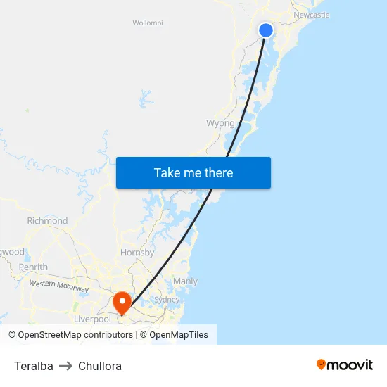 Teralba to Chullora map