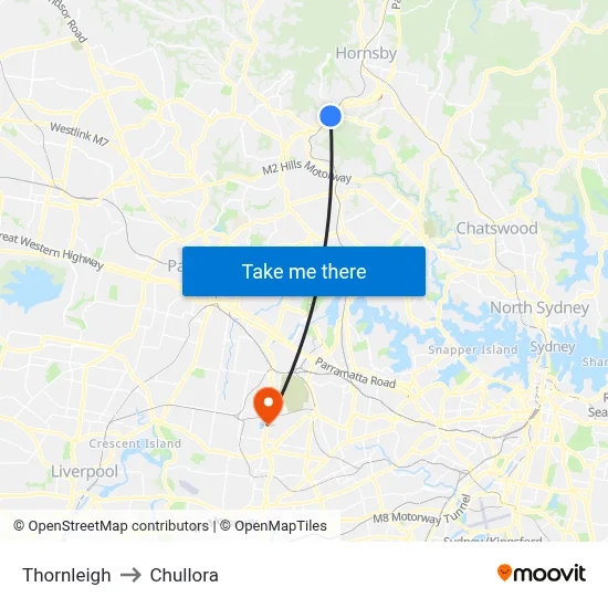 Thornleigh to Chullora map