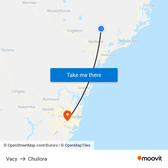 Vacy to Chullora map