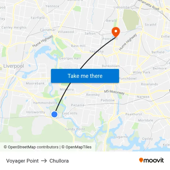 Voyager Point to Chullora map