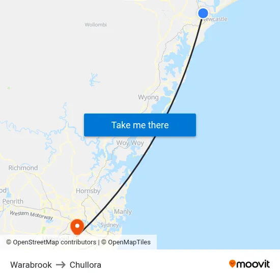 Warabrook to Chullora map