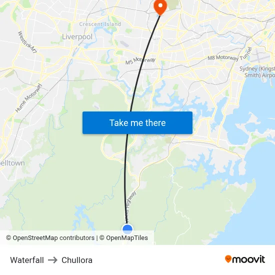 Waterfall to Chullora map