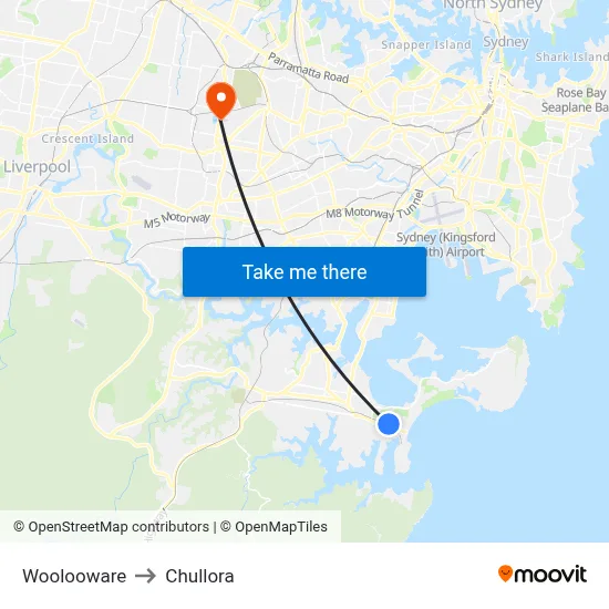 Woolooware to Chullora map