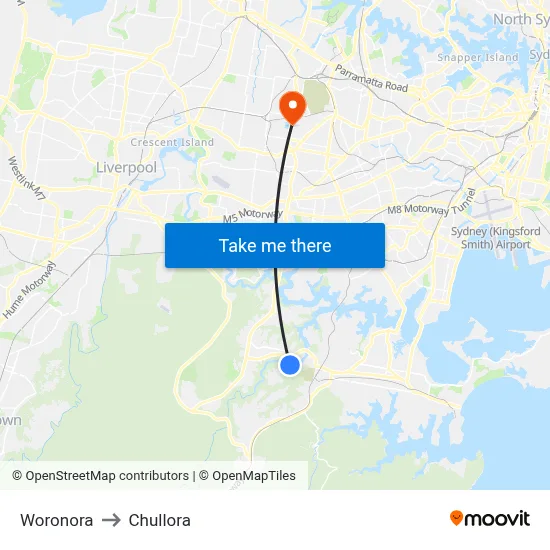 Woronora to Chullora map