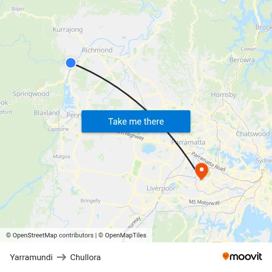 Yarramundi to Chullora map
