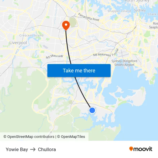 Yowie Bay to Chullora map