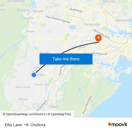 Ellis Lane to Chullora map