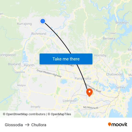 Glossodia to Chullora map