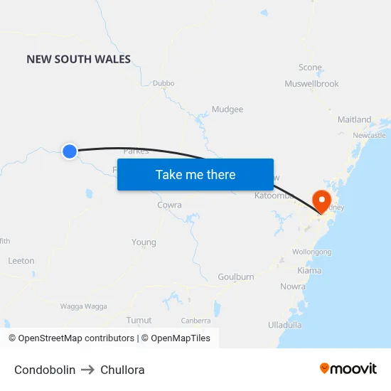 Condobolin to Chullora map