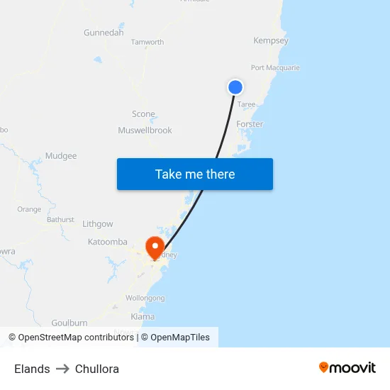 Elands to Chullora map