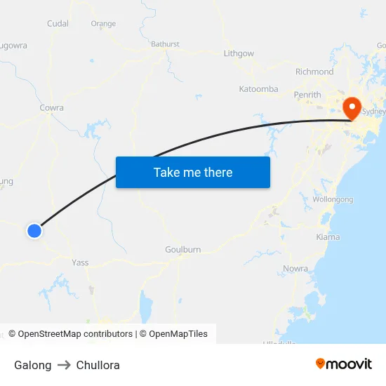Galong to Chullora map