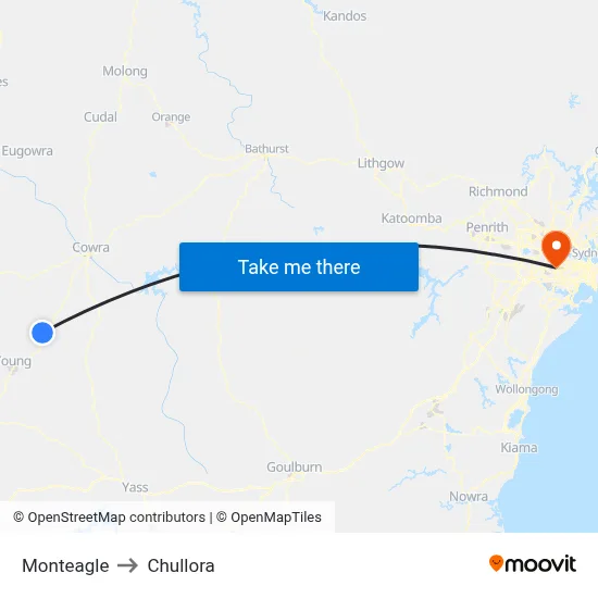 Monteagle to Chullora map