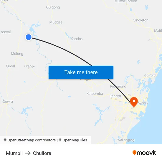 Mumbil to Chullora map