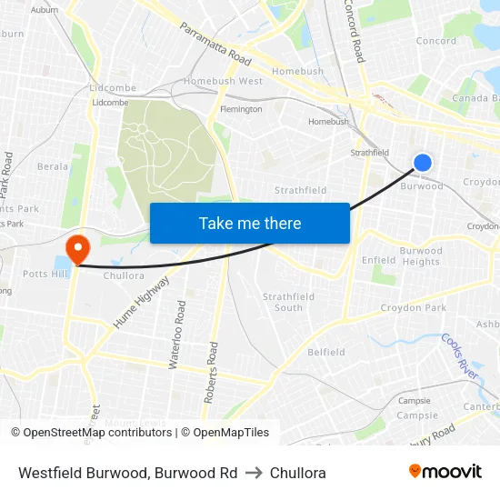 Westfield Burwood, Burwood Rd to Chullora map
